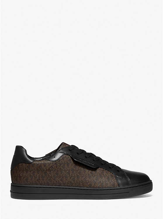 Men Michael Kors Keating Logo and Leather Sneakers Brown | MFDIVR-479