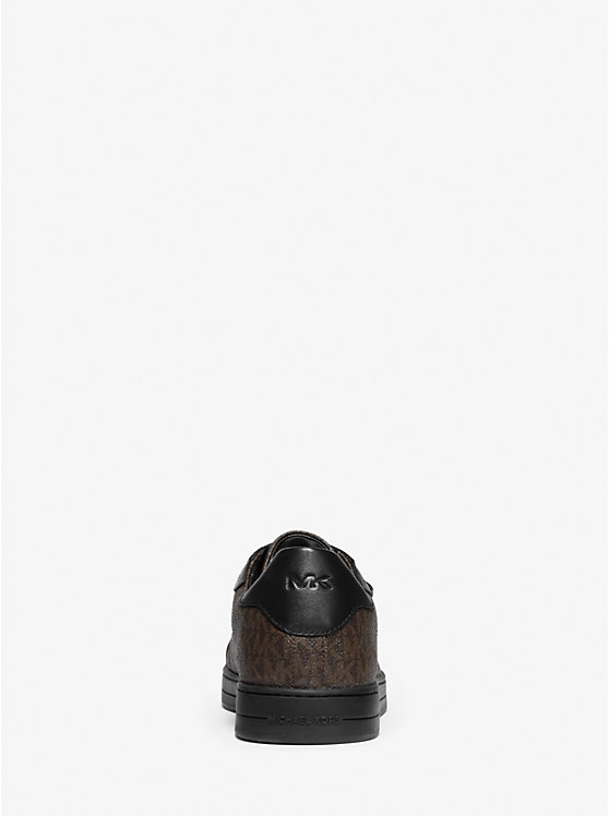 Men Michael Kors Keating Logo and Leather Sneakers Brown | MFDIVR-479