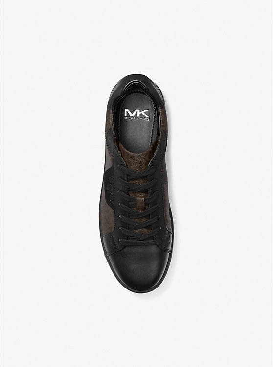 Men Michael Kors Keating Logo and Leather Sneakers Brown | MFDIVR-479