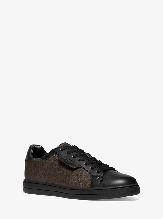 Men Michael Kors Keating Logo and Leather Sneakers Brown | MFDIVR-479