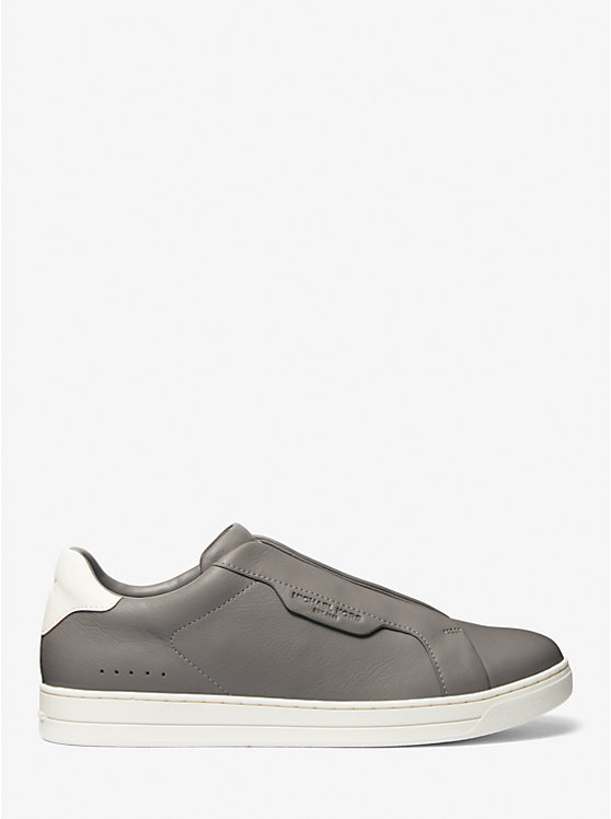 Men Michael Kors Keating Two-Tone Leather Slip-On Sneakers Grey | BDQYZJ-804