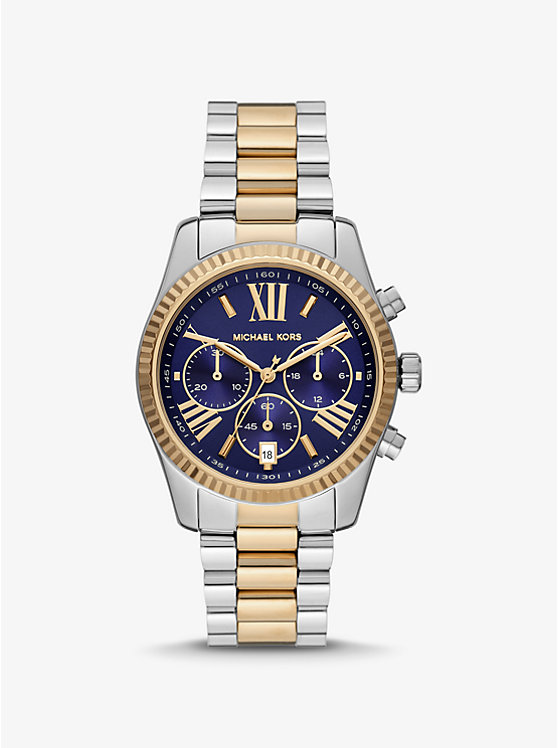 Men Michael Kors Lexington Two-Tone Watches Blue | HSVEUN-123