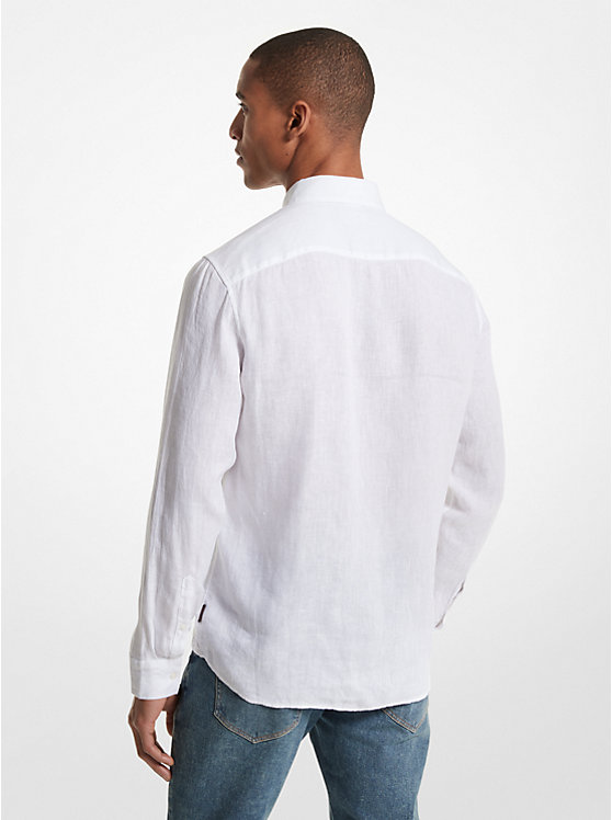 Men Michael Kors Linen Shirts White | KXPZJL-684