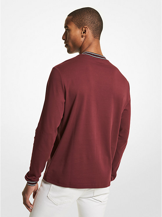 Men Michael Kors Logo Tape Cotton Crewneck Sweatshirts Burgundy | UQTXRC-816