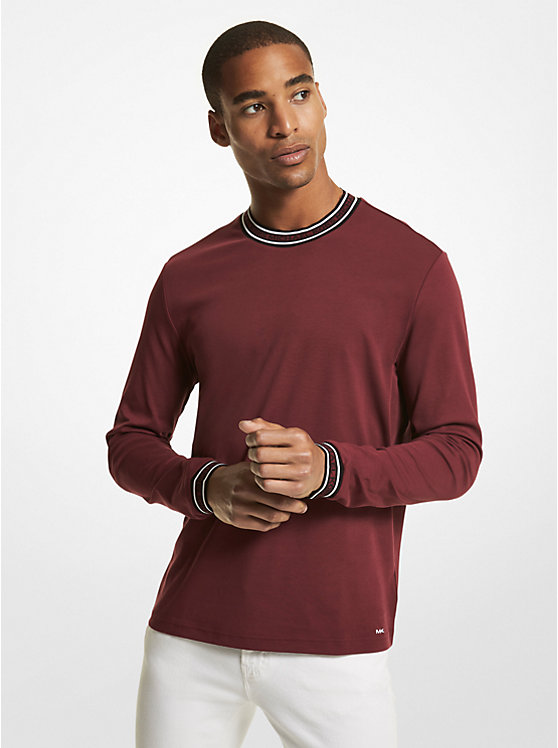 Men Michael Kors Logo Tape Cotton Crewneck Sweatshirts Burgundy | UQTXRC-816