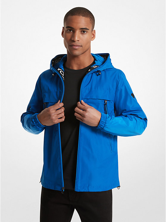 Men Michael Kors Logo Tape Woven Windbreaker Jackets Blue | XSGLRO-410