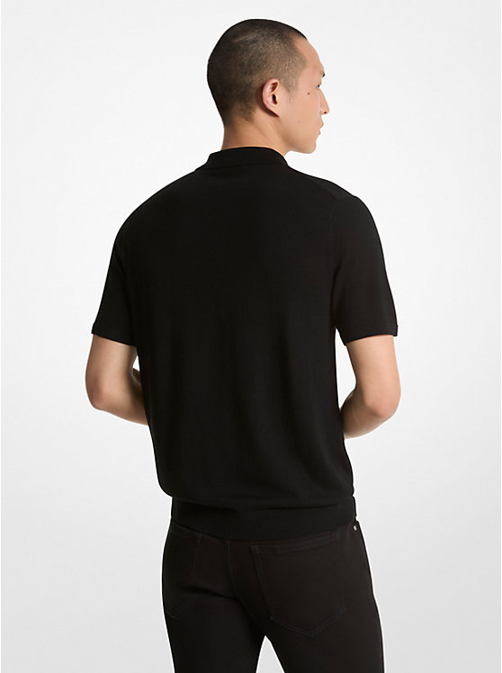 Men Michael Kors Merino Wool Polo Shirts Black | CDUNOY-248