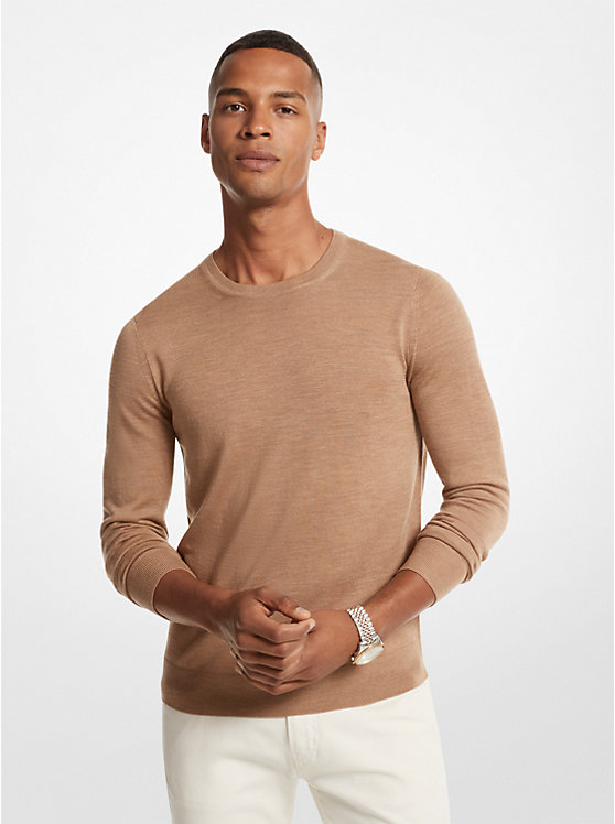 Men Michael Kors Merino Wool Sweaters Dark Brown | WEATDN-680