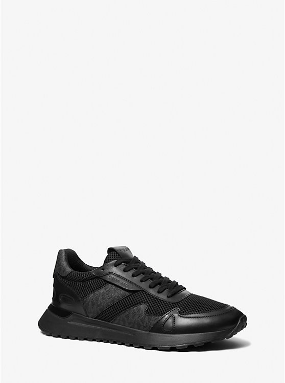 Men Michael Kors Miles Mixed-Media Sneakers Black | RUSQTF-032