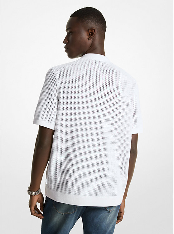 Men Michael Kors Open-Knit Cotton Shirts White | QTYIOD-395