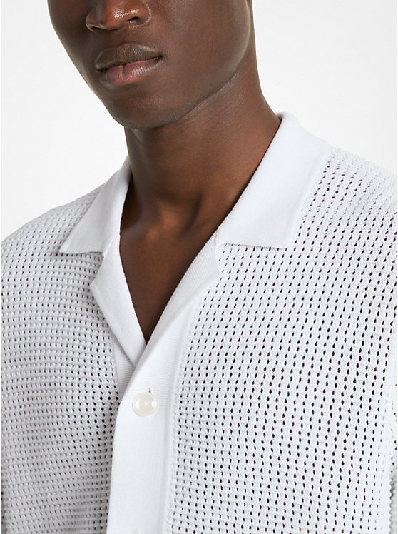 Men Michael Kors Open-Knit Cotton Shirts White | QTYIOD-395