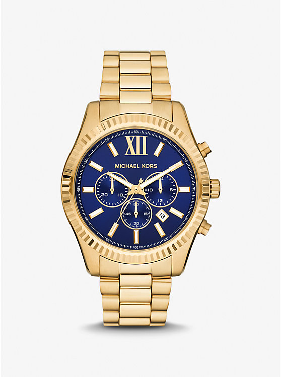 Men Michael Kors Oversized Lexington Gold-Tone Watches Gold | ZXYBKU-016