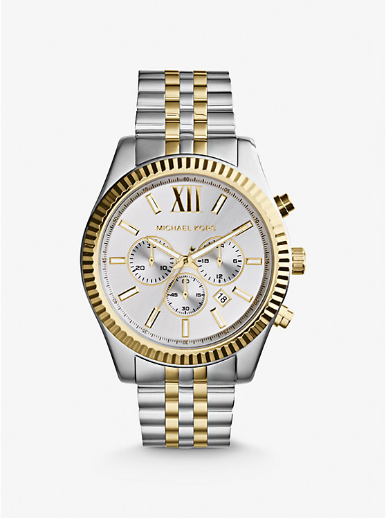 Men Michael Kors Oversized Lexington Two-Tone Watches Gold | GDZIBS-874