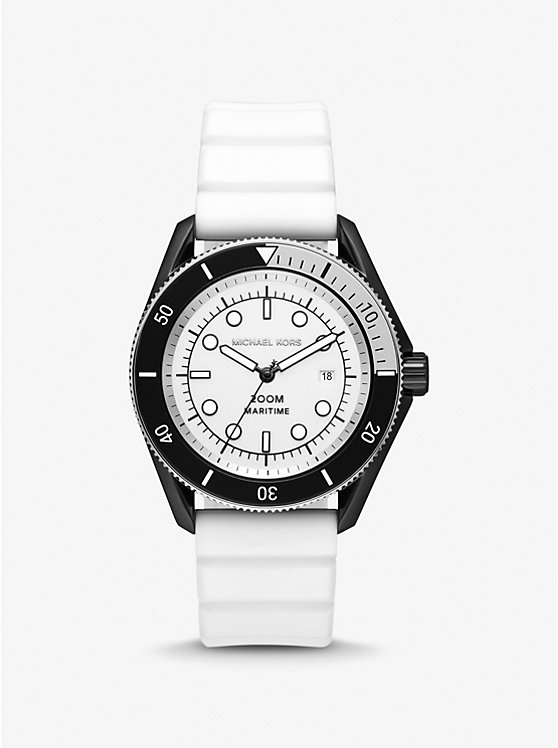 Men Michael Kors Oversized Maritime Silicone Watches White | HFVYJB-796