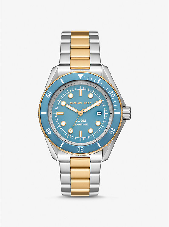 Men Michael Kors Oversized Maritime Two-Tone Watches Blue | ZGWBKT-421