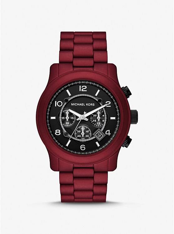 Men Michael Kors Oversized Runway Red-Coated Watches Red | GCRQDY-681