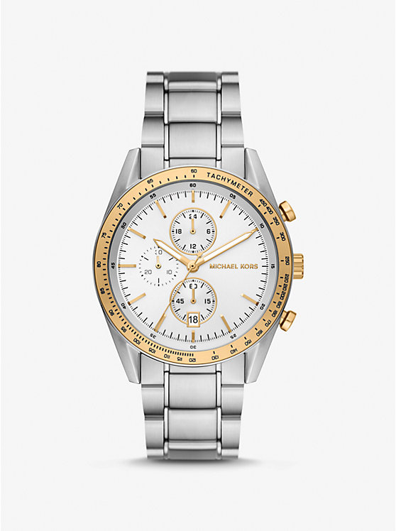 Men Michael Kors Oversized Warren Two-Tone Watches Silver | QDKLTB-958