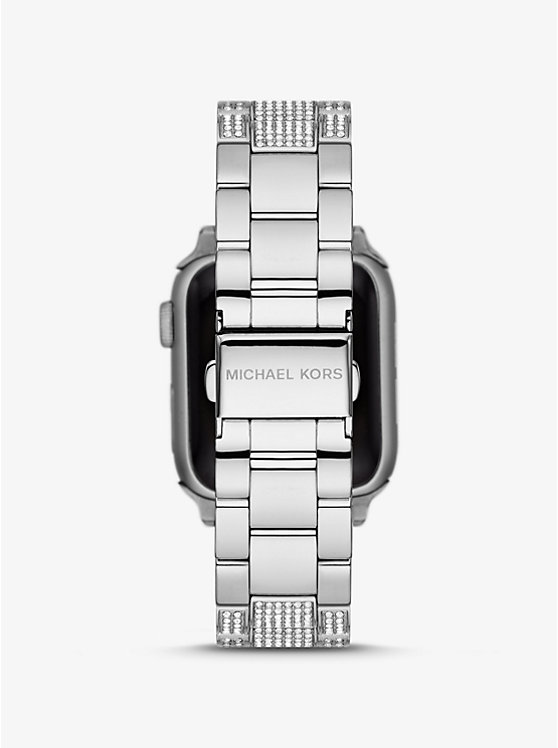 Men Michael Kors Pavé Silver-Tone Strap For Apple® Watches Silver | ZCFAXK-061