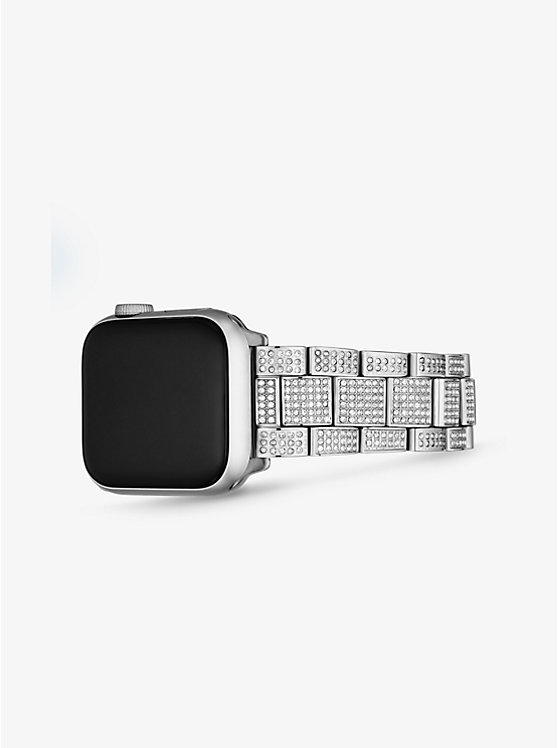 Men Michael Kors Pavé Silver-Tone Strap For Apple® Watches Silver | ZCFAXK-061