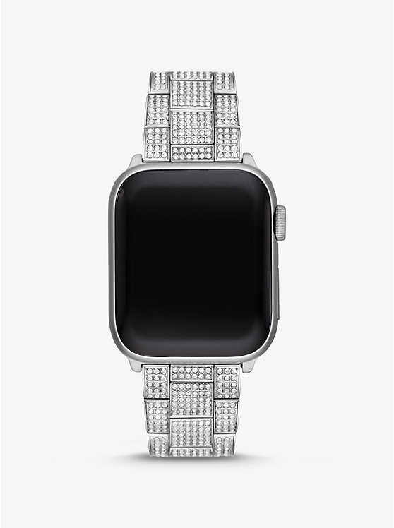 Men Michael Kors Pavé Silver-Tone Strap For Apple® Watches Silver | ZCFAXK-061