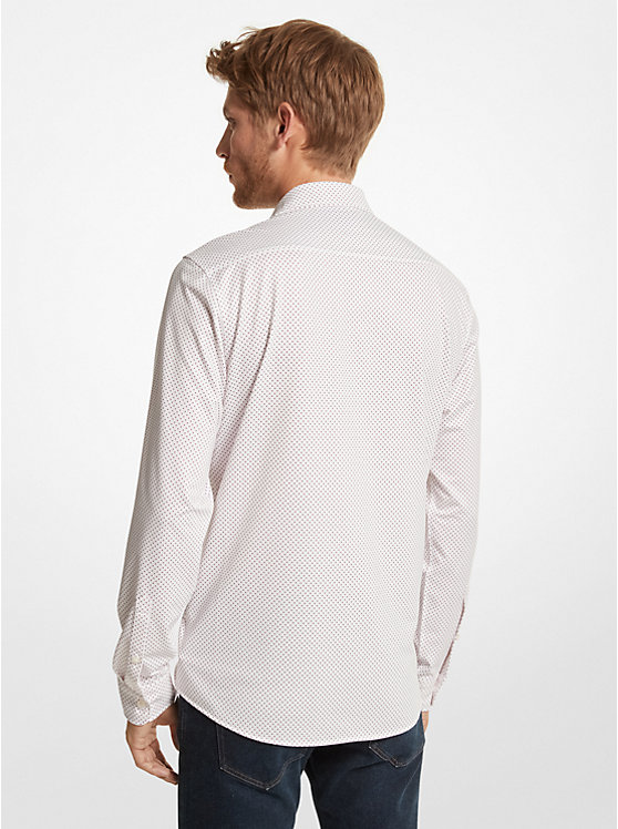 Men Michael Kors Slim-Fit Printed Stretch Shirts White | RJBCTI-592