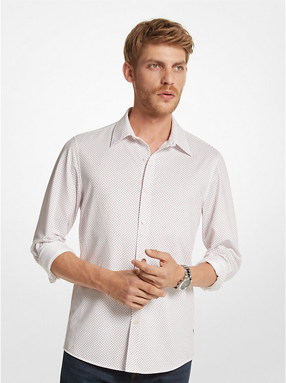 Men Michael Kors Slim-Fit Printed Stretch Shirts White | RJBCTI-592