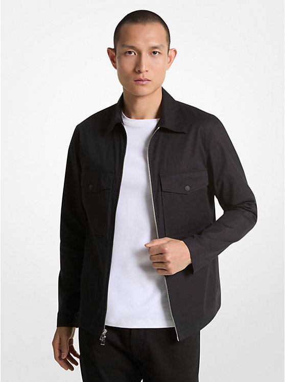 Men Michael Kors Stretch Cotton Shirts Black | EJAPTF-058