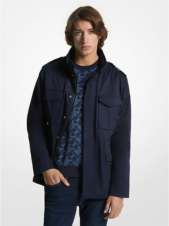 Men Michael Kors Stretch Organic Cotton Field Jackets Navy | MPZXLU-061