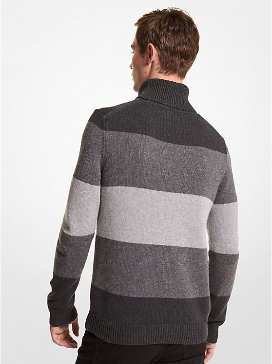 Men Michael Kors Striped Nylon Blend Turtleneck Sweaters Grey | UBLSEI-072