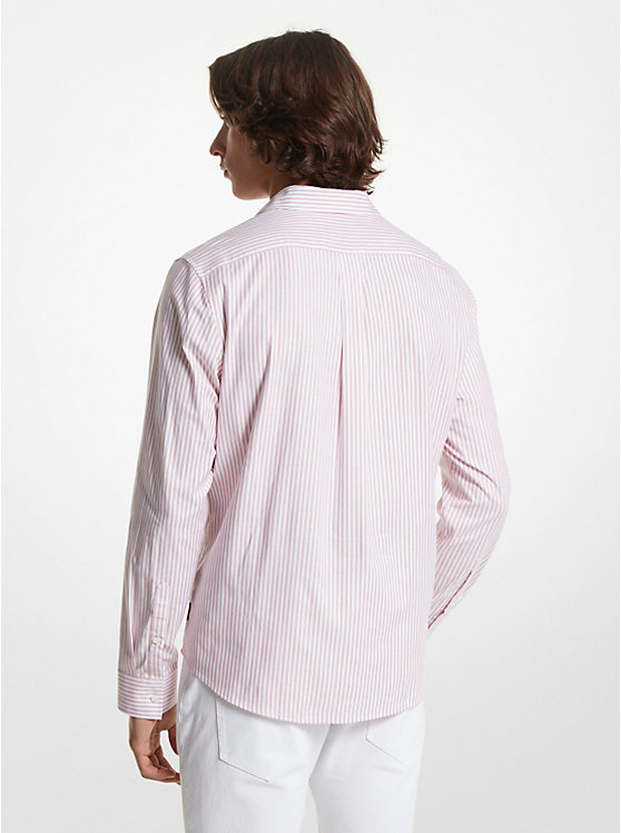 Men Michael Kors Striped Stretch Cotton Oxford Shirts Rose | TQNUDS-891