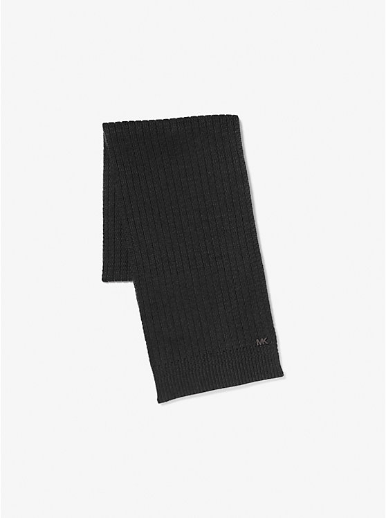 Men Michael Kors Textured Knit Scarf Black | EZXJLB-540