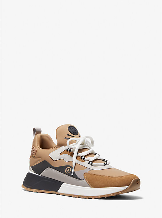 Men Michael Kors Theo Sport Mixed-Media Sneakers Brown | ORTEIH-043