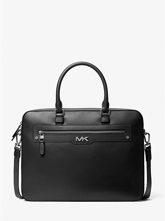 Men Michael Kors Varick Large Leather Handbag Black | AGJFEW-329