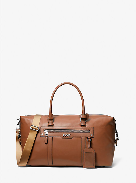 Men Michael Kors Varick Leather Duffel Bag Brown | UZNILS-749