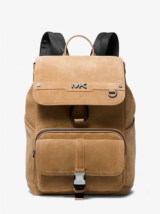 Men Michael Kors Varick Suede Backpack Brown | YJFAWB-815