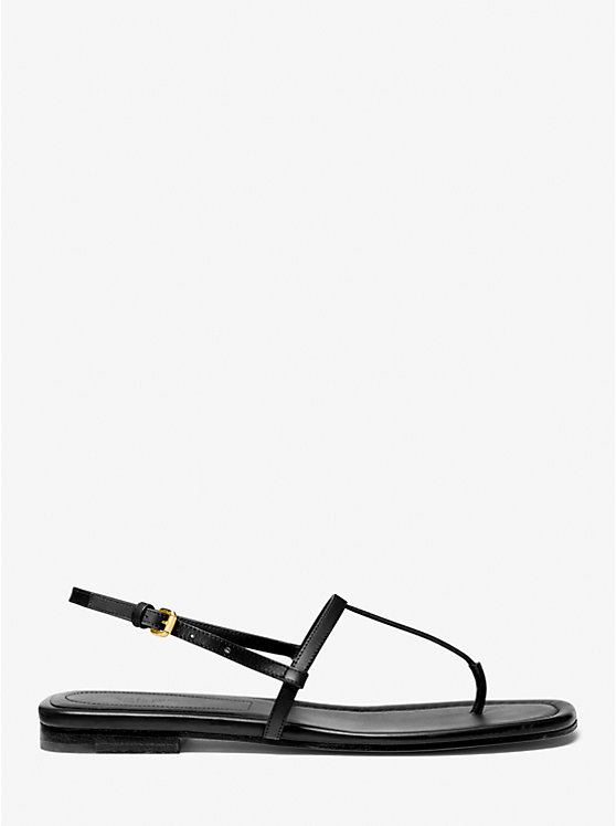 Women Michael Kors Ali Leather Sandals Black | PQCMEV-204