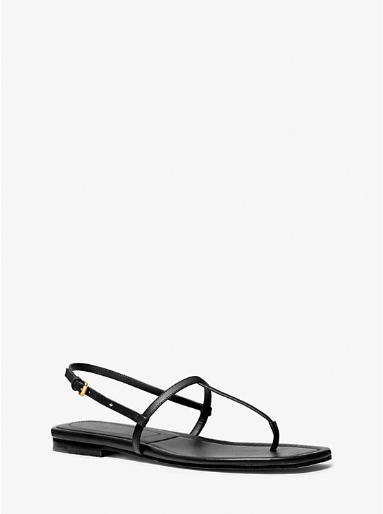 Women Michael Kors Ali Leather Sandals Black | PQCMEV-204