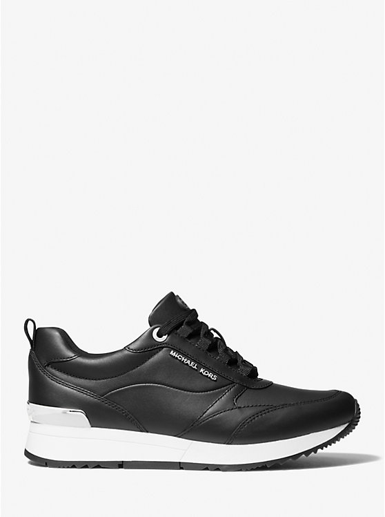 Women Michael Kors Allie Stride Leather and Nylon Sneakers Black | CDGAZJ-201