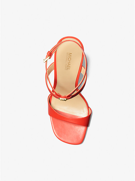 Women Michael Kors Amara Leather Sandals Coral | ROVWKM-194