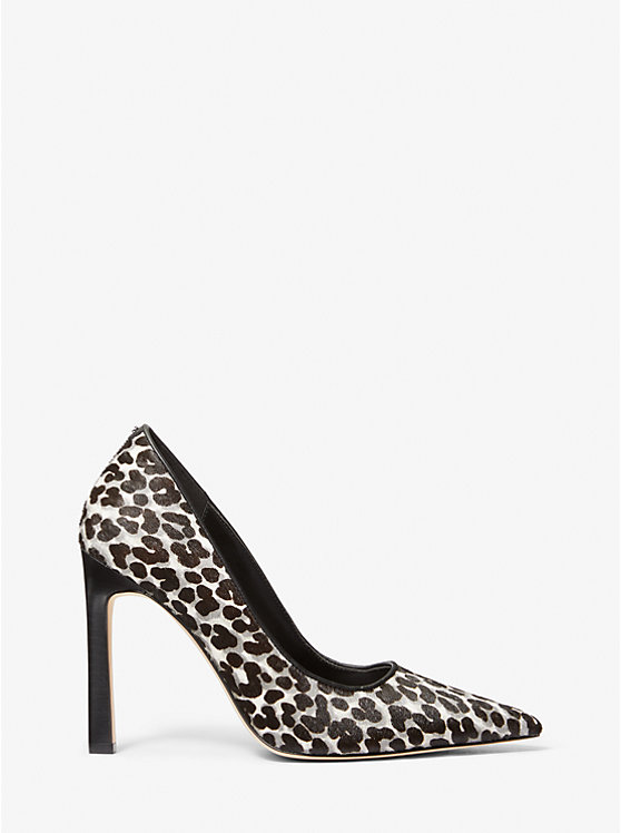 Women Michael Kors Amara Leopard Print Calf Hair Pumps Black | WGNRAY-614