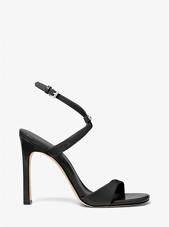 Women Michael Kors Amara Patent Leather Sandals Black | FDSOQJ-078