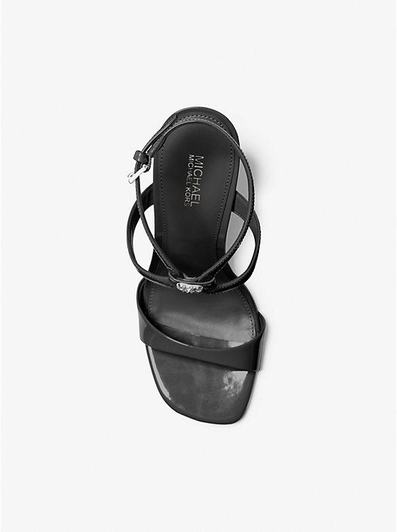 Women Michael Kors Amara Patent Leather Sandals Black | FDSOQJ-078