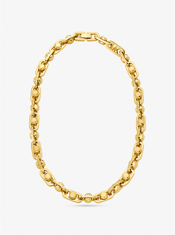 Women Michael Kors Astor Large Precious Metal-Plated Brass Link Necklaces Gold | EXSGIP-169