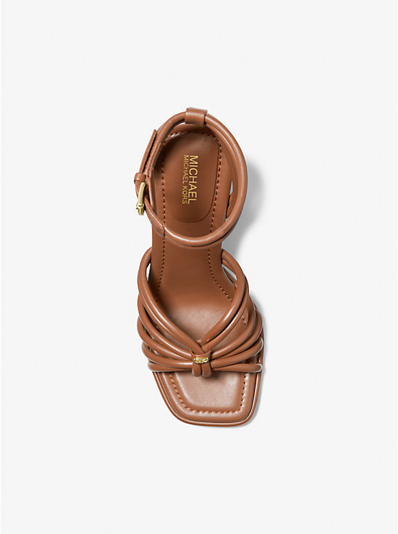 Women Michael Kors Astra Leather Sandals Brown | UXYHPC-371