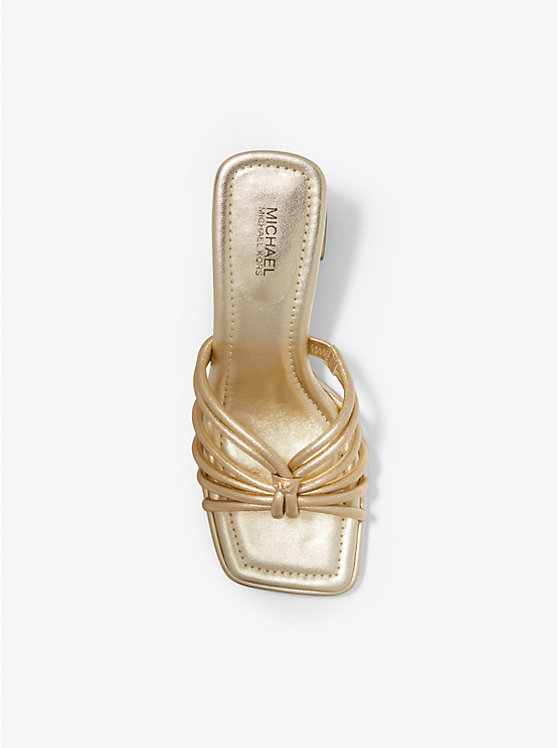 Women Michael Kors Astra Metallic Leather Mules Gold | RHSLVO-108