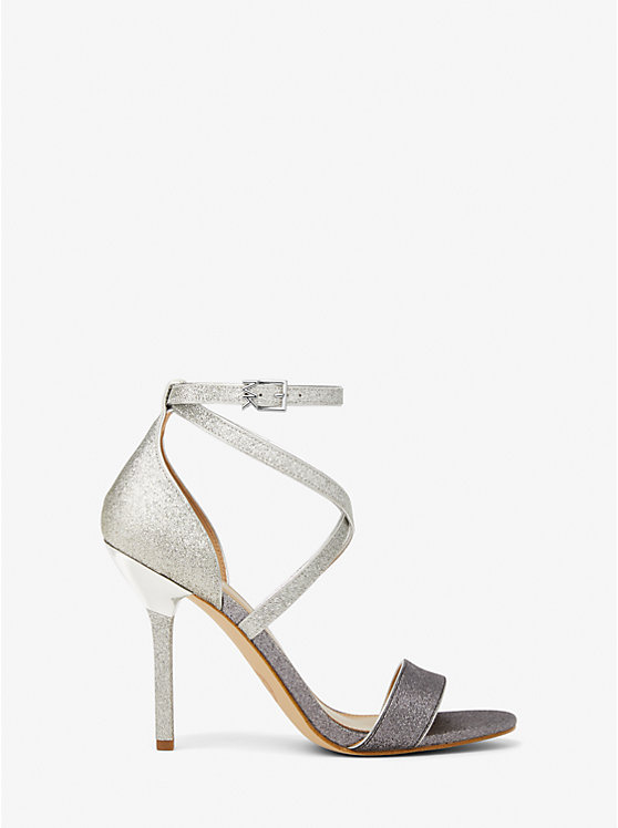 Women Michael Kors Astrid Glitter Embellished Sandals Silver / Black | NFZLTH-097