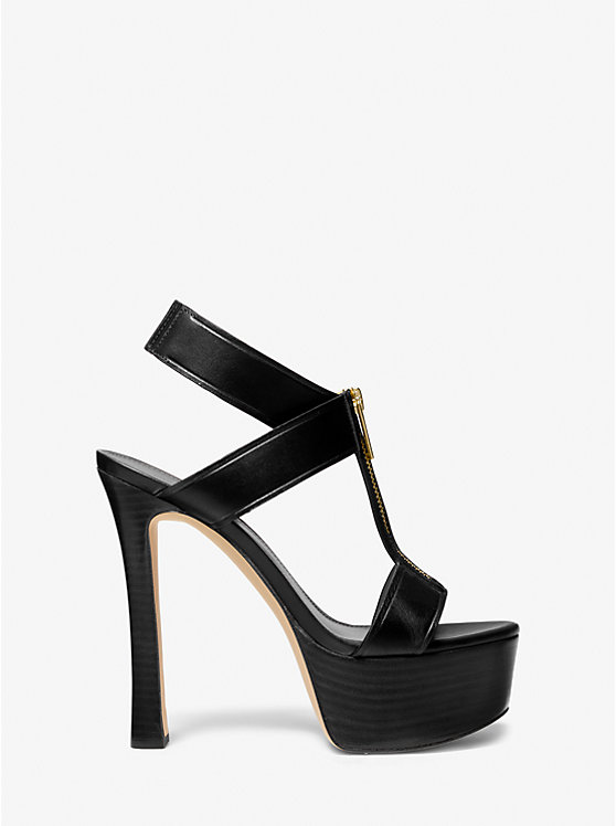 Women Michael Kors Berkley Leather Platform Sandals Black | XOAWNG-194