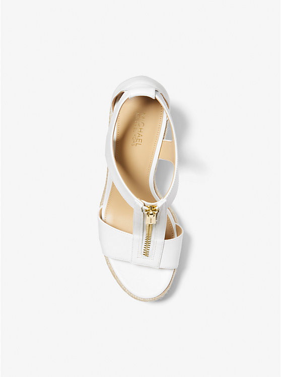 Women Michael Kors Berkley Leather Wedge Sandals White | ZEHNYX-163