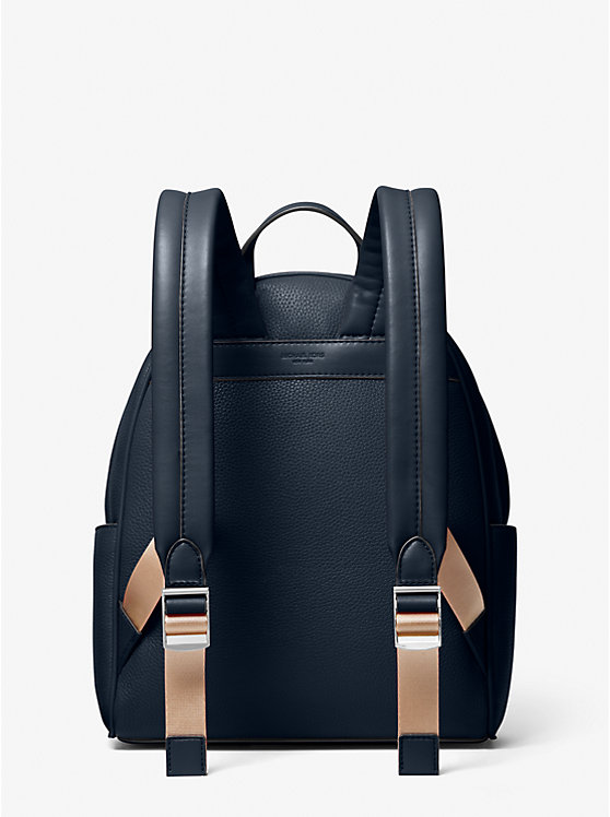 Women Michael Kors Bex Medium Pebbled Leather Backpack Navy | UFGPWN-450