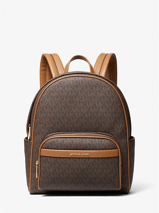 Women Michael Kors Bex Medium Signature Logo Backpack Chocolate | QFULCZ-632